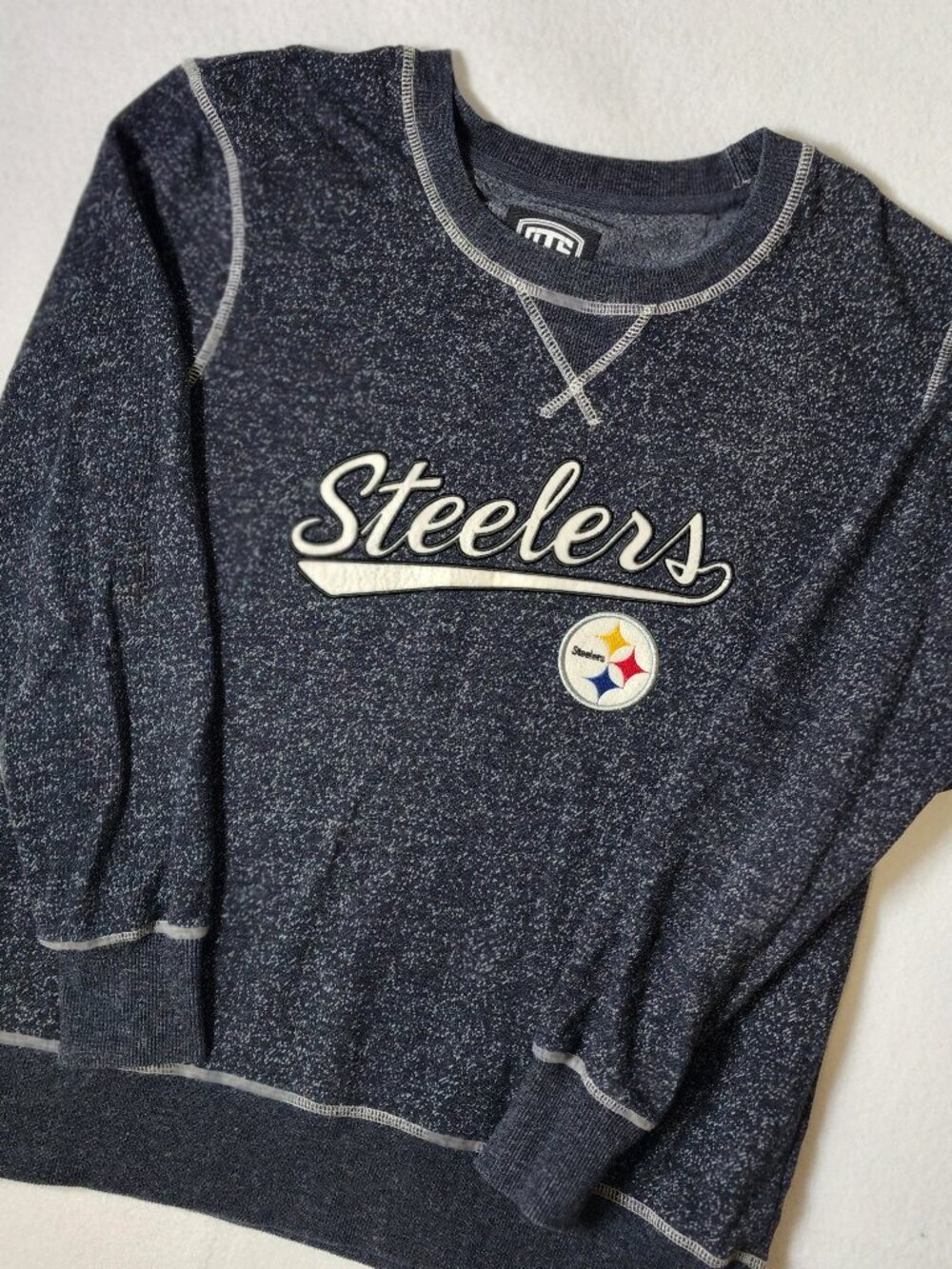 OTS Pittsburgh Steelers Script Crewneck Sweatshirt Gray Large NFL Football